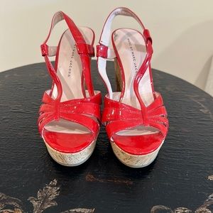 Marc by Marc Jacob’s red Pantent leather with cork platform sandal.